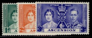 ASCENSION GVI SG35-37, CORONATION set, M MINT.