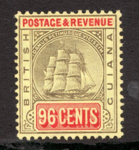 Sc# 170 - British Guiana - 96c - Sailing Ship - 1906 - Superfleas -  MH - cv$42