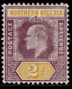 NORTHERN NIGERIA EDVII SG22a, 2d dull purple & yellow, LH MINT. Cat £19. CHALKY