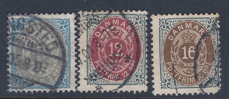 DENMARK #41,46,47 USED  SCV $15.75 STARTS @20% OF CAT VALUE