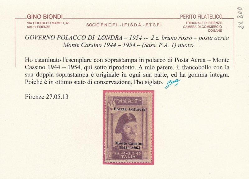 1954 Polish Corps, Government of London, Airmail No. 1 - MNH**