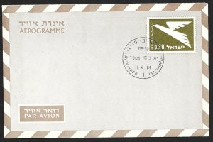 ISRAEL Aerogramme I£.30 Bird 1966 Tel Aviv cancel!