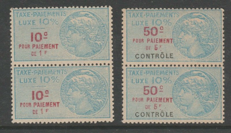 France and Colonies revenue Fiscal stamp 11-18-20-B- MNH Gum