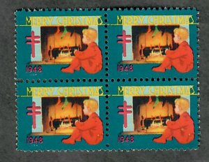 Christmas Seals from 1948 NG block of 4