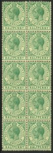 GIBRALTAR 1921-32 KGV 1/2d BLOCK 10 SG No 89 / Sc No. 76 MNH