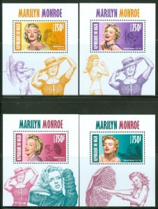 NIGER 2013  MARILYN MONROE SET OF FOUR  SOUVENIR SHEETS  MINT NH