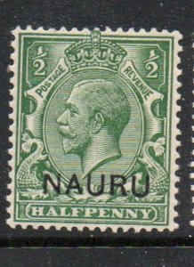 Nauru Sc 1 1916 1/2d G V overprinted stamp mint