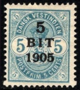 1905 Danish West Indies Scott #- 41 5 Bit/5 Cents Overprint Unused