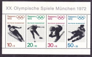 Germany B475a MNH 1972 Munich Winter Olympics Souvenir Sheet of 4 Very Fine