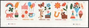 SC#5803-5807 (Forever) Thinking of You Plate Strip of Five (2023) SA