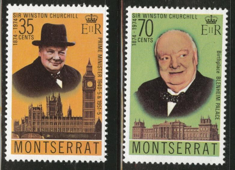 Montserrat Scott 312-313 MNH** 1974  Churchill set CV$0.80