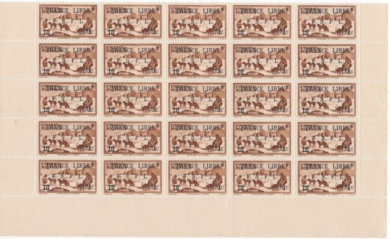 St Pierre et Miquelon 1942 MNH Sc 250 30c on 10c Dog Sled Team F.N.F.L. O/P