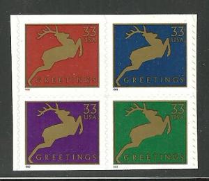 #3364-3367 Deer: pane of 4 from Vending Booklet Mint NH