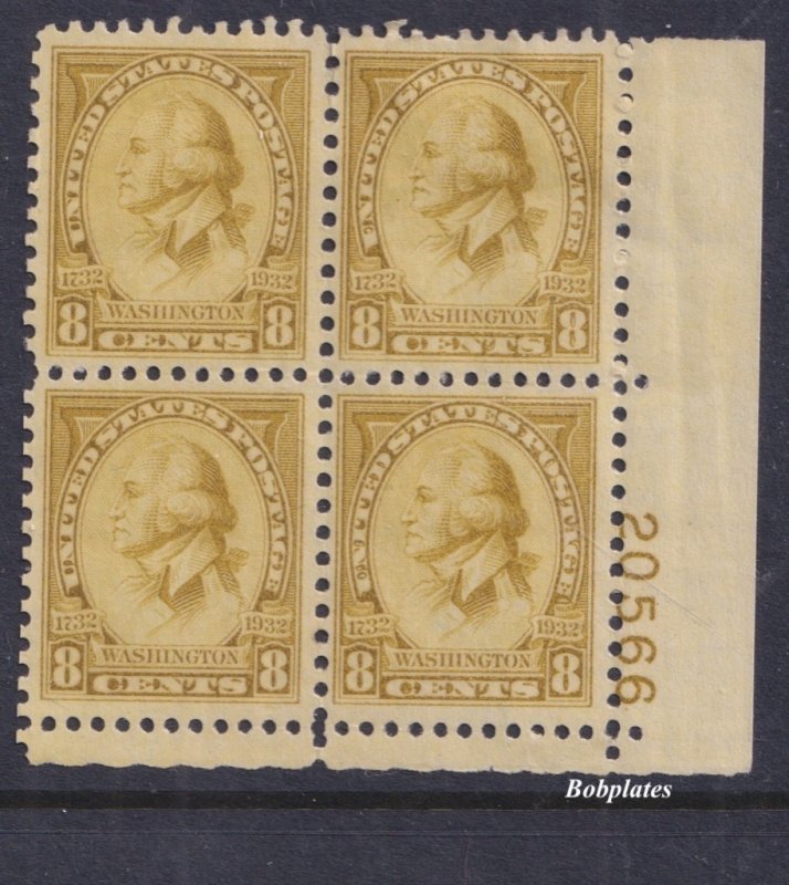 BOBPLATES US #713 Washington Bi Lower Right Plate Block 20566 F-VF H SCV= $40