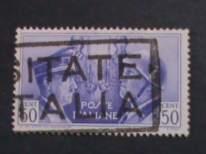 ​ITALY 1941 SC#416  81 YEARS OLD-HITLER & MUSSOLINI USED STAMP-FANCY CANCEL-VF