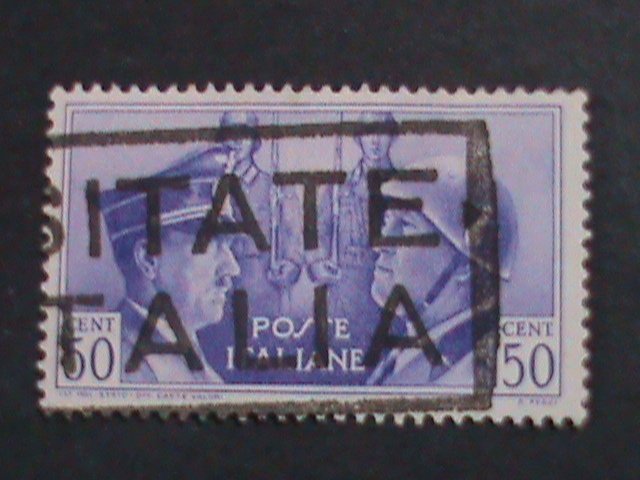 ​ITALY 1941 SC#416  81 YEARS OLD-HITLER & MUSSOLINI USED STAMP-FANCY CANCEL-VF