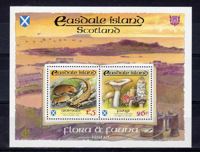 Easdale Island (Scotland) 1991 Mushrooms/Rodens/Reptiles Compound S/S MNH