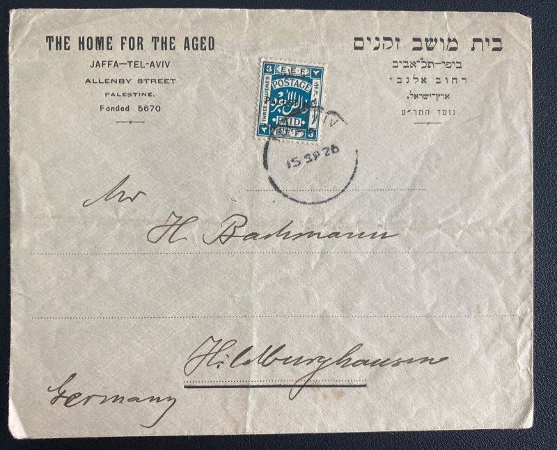 1920s Jaffa Palestine Commercial Cover To  Germany