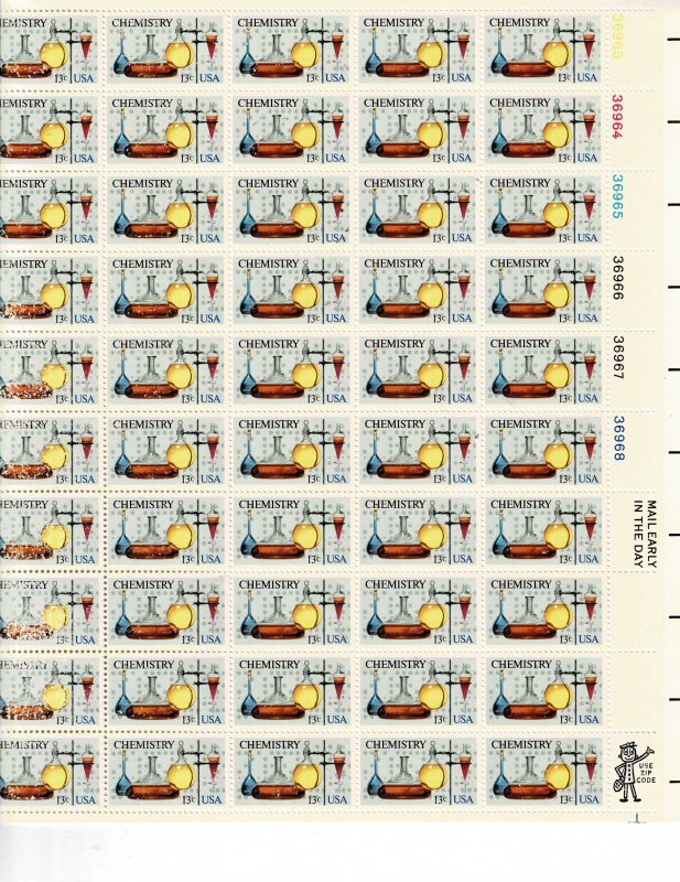 Chemistry 13c US Postage Sheet #1685 VF MNH