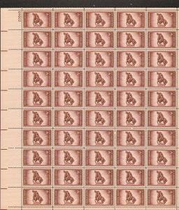 US #973 Mint Sheet Rough Rider Statue 