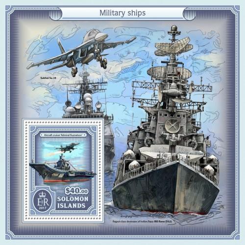 SOLOMON ISLANDS - 2017 - Military Ships - Perf Souv Sheet - MNH