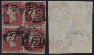 GB - 1841 - Scott #3 - used block of 4 - Queen Victoria