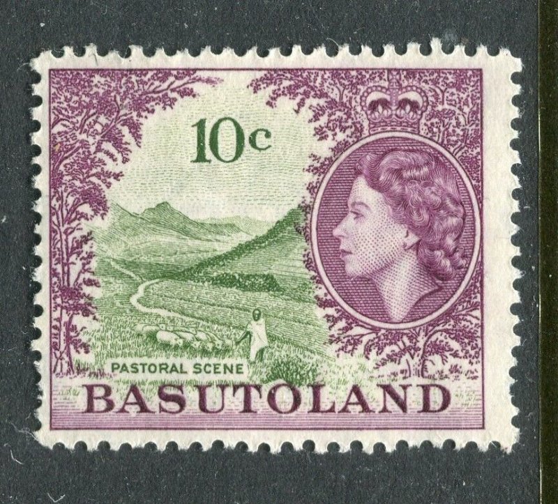 BASUTOLAND; 1961 early QEII Pictorial issue fine Mint hinged 10c. value