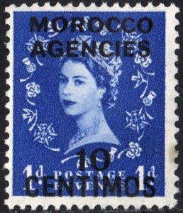 Morocco Agencies #106 1d Queen Elizabeth II: 10 Centimos Overprint (1955) MNH