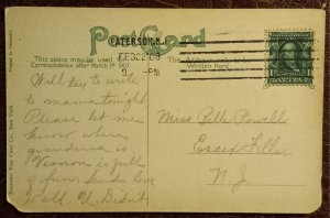 US sc #300 Post Card Cancelled 1908 Patterson N.J. Historical Castle Pictorial