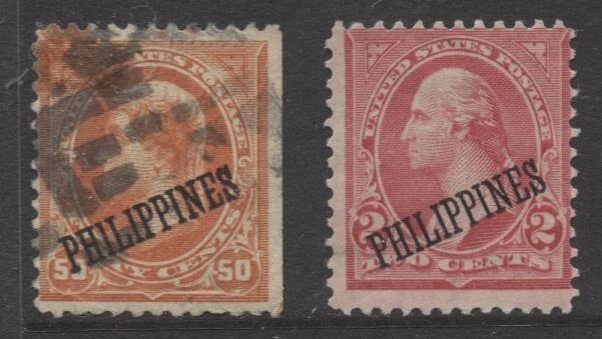 Philippines #212, 214. Used/Mint No Gum - USA Overprint 1899-1901 CV$330