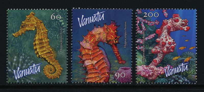 Vanuatu 838-40a MNH Sea Horses, Marine Life, Coral