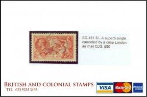 Sg 451 5 One Superb Simple Cancelled by a Crisp London Airmail CDS-