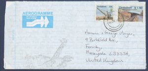 ZIMBABWE - Scott 757 & one other on Aerogramme cover to UK