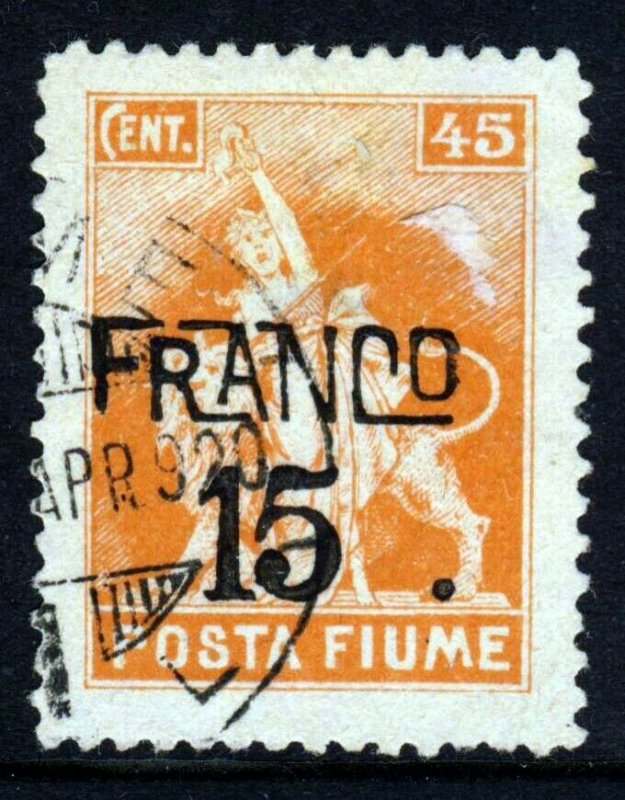 FIUME ITALY 1919 Surcharged FRANCO 15 on 45C. Orange SG 101 VFU 