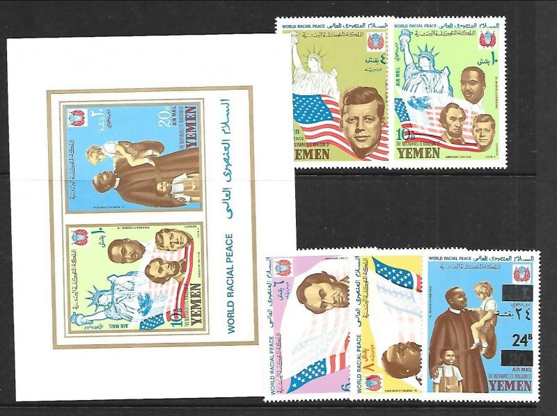 YEMEN - MUTAWAKELIE KINGDOM MI 585-9+BL 130 NH issue of 1968 - AMERICAN HISTORY