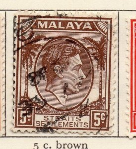 Malaya Straights Settlements 1937-41 Early Issue Fine Used 5c. 205372