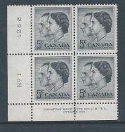 Canada #374 LL Plate Block #1 Royal Visit 5