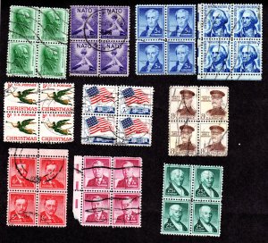 US Blocks of 4. Lot of 10, used. Lot 220312-18