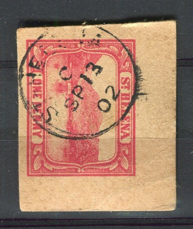 ST. HELENA; 1890s-00s classic QV issue used STATIONARY Postmark PIECE
