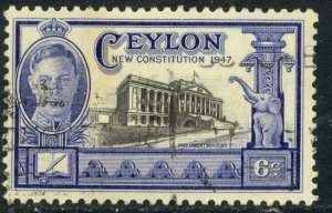 CEYLON 1947 KGVI 6c New Constitution Issue Sc 296 VFU