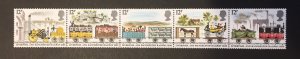 Great Britain 1980 #908s Strip of 5, Railroad, MNH-see note.