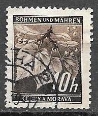 Bohemia 1939 10h Leaves, used, Scott#21