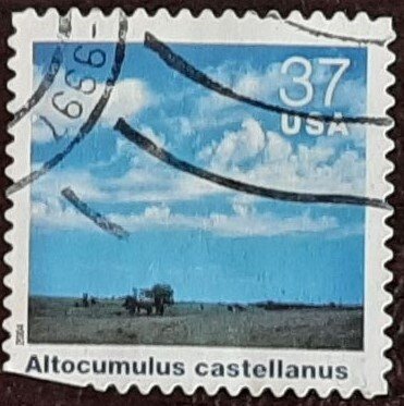 US Scott # 3878i; used 37c Cloudscape from 2004; VF centering; off paper