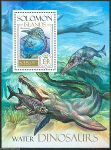 SOLOMON ISLANDS  2013 WATER DINOSAURS  SOUVENIR SHEET  MINT NH