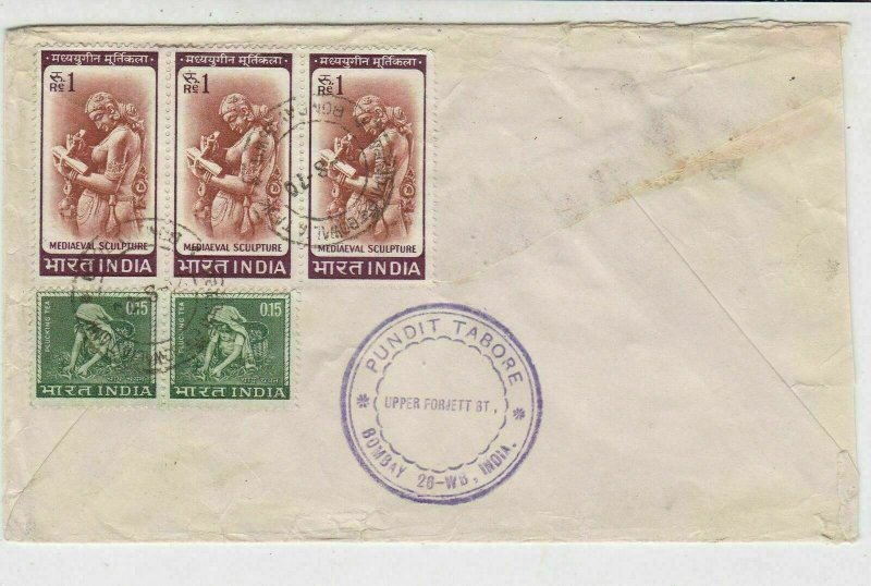 India 1970 Registered Airmail Bombay Cancels Multiple Stamps Cover Ref 33569 