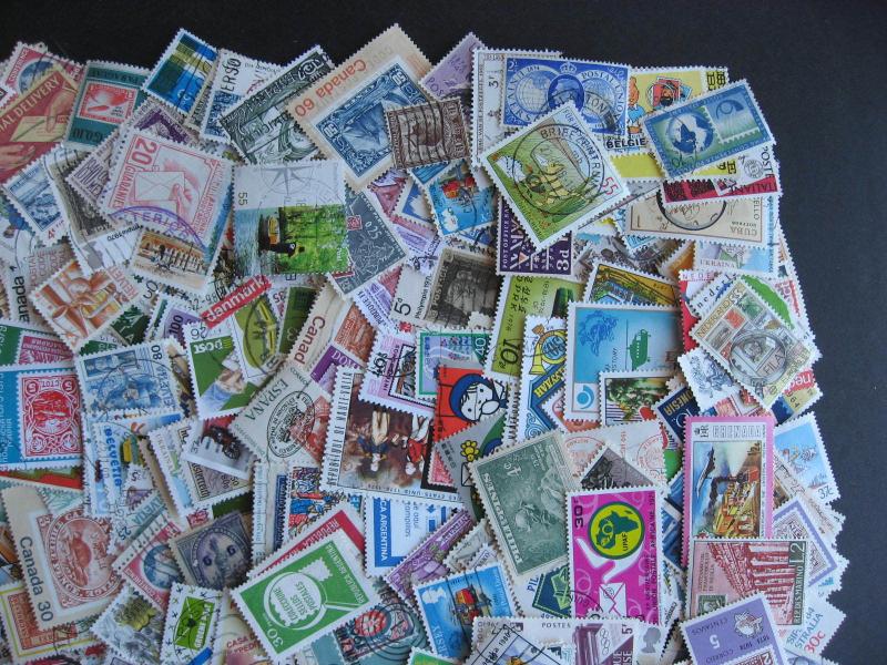 Topical hoard breakup 500 Postal or stamp on stamp. Duplicates, mixed condition.