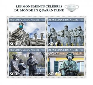 Niger Medical Stamps 2020 MNH Corona Famous Monuments Beethoven 4v M/S