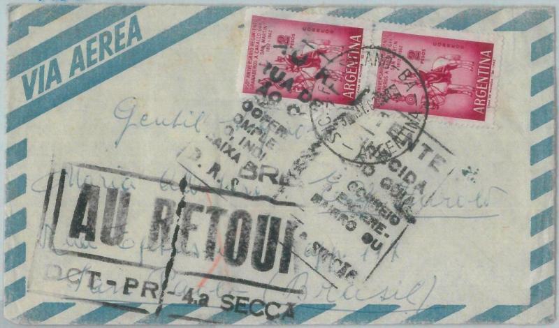 81440 - ARGENTINA - Postal History -  AIRMAIL COVER to BRAZIL : Returned ! 1962