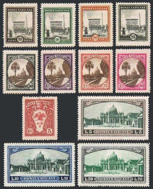 Vatican 19-27,32-34,E3-E4,MNH. 1933.Pope Pius XI - Arms,Palace,Gardens,View.