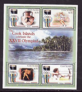 Cook Islands-Sc#1237-unused NH sheet-Sports-Sydney Olympics-Archery-2000-